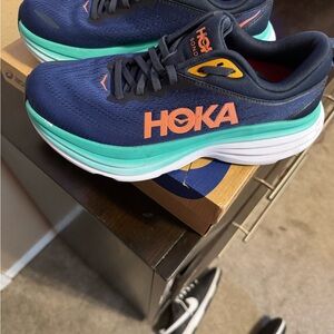 Hoka Navy and Aqua Running Shoes